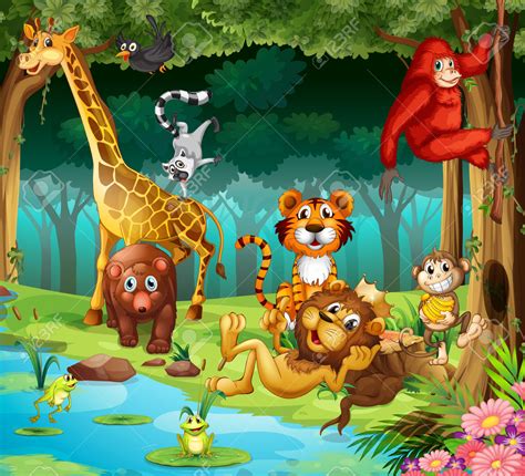 animals in the forest clipart